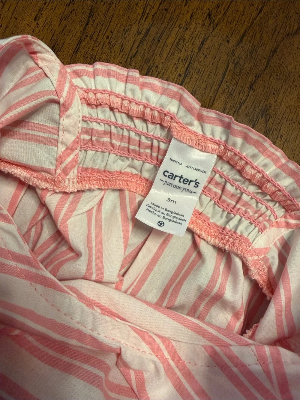 Carter's Pink and White Stripe Cotton Dress with Matching Hat 3M